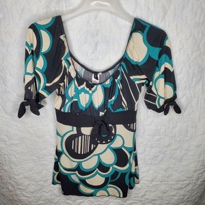 HeartSoul Women's Top Floral With Bow Detail Large